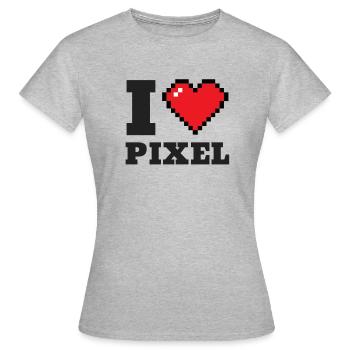 I coeur, j'aime, rétro, pixel, jeux, jeux, vieux - T-shirt Femme - gris chiné - Devant - AI Model Female 172 dark (172cm)