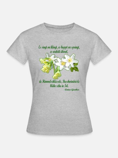 Erzgebirge, Mundart Spruch Anton Günther - Frauen T-Shirt - Grau meliert