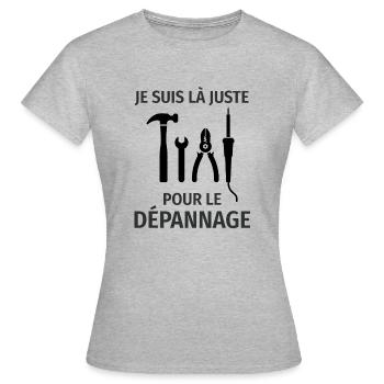 Dépannage - T-shirt Femme - gris chiné - Devant - AI Model Female 172 dark (172cm)