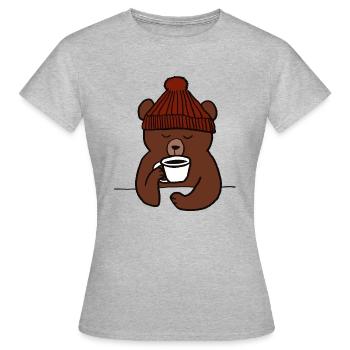 Temperatur für Kaffee - Frauen T-Shirt - Grau meliert - Vorne - AI Model Female 172 dark (172cm)