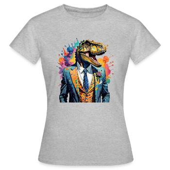 Dinosaure en costume - T-shirt Femme - gris chiné - Devant - AI Model Female 172 dark (172cm)