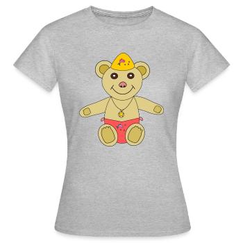 Mein Teddy geht baden - Frauen T-Shirt - Grau meliert - Vorne - AI Model Female 172 dark (172cm)