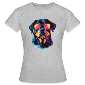 Rottweiler Dog Cool Stylish Sunglasses - Frauen T-Shirt - Grau meliert - Vorne - AI Model Female 172 dark (172cm)