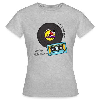 J’adore le Hip Hop T (Lucky Mushroom) - T-shirt Femme - gris chiné - Devant - AI Model Female 172 dark (172cm)