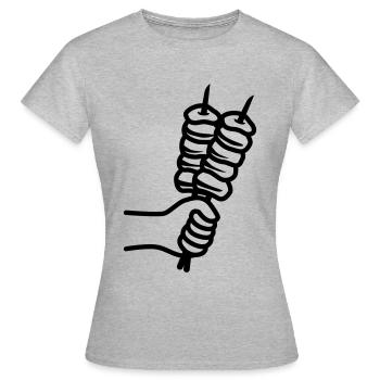 Spieß grill Icon - Frauen T-Shirt - Grau meliert - Vorne - AI Model Female 172 dark (172cm)