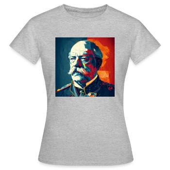 Otto von Bismarck Pop Art - Frauen T-Shirt - Grau meliert - Vorne - AI Model Female 172 dark (172cm)