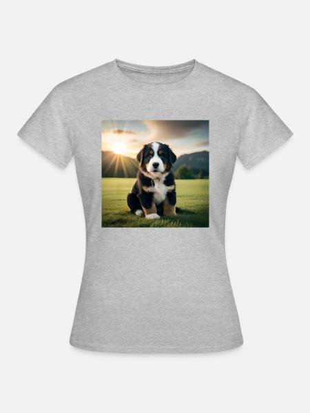 Berner Sennenhund Welpe - Frauen T-Shirt - Grau meliert