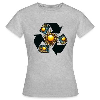 Recycling Sonne - Frauen T-Shirt - Grau meliert - Vorne - AI Model Female 172 dark (172cm)