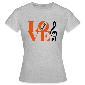LOVE music - Frauen T-Shirt - Grau meliert - Vorne - AI Model Female 172 dark (172cm)