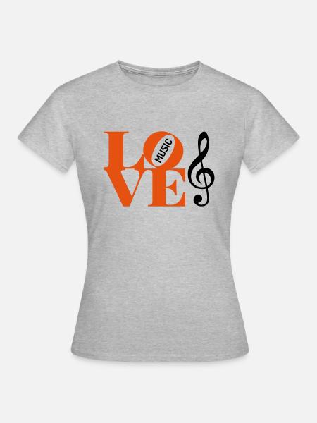 LOVE music - Frauen T-Shirt - Grau meliert