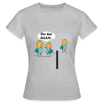Der hat wlan Wellensittich lustige Sprüche Tiere - Frauen T-Shirt - Grau meliert - Vorne - AI Model Female 172 dark (172cm)