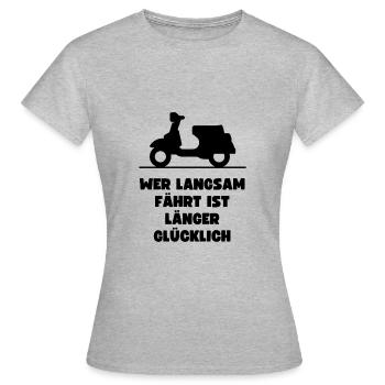 Passionierter Rollerfahrer oder Mofafahrer - Frauen T-Shirt - Grau meliert - Vorne - AI Model Female 172 dark (172cm)