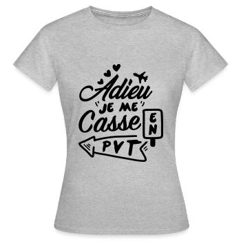 Adieu, je me casse en PVT - Pvtiste - T-shirt Femme - gris chiné - Devant - AI Model Female 172 dark (172cm)