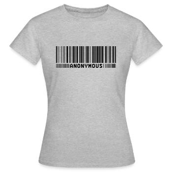 Anonymous code à barres - Nous sommes légion - shirt - T-shirt Femme - gris chiné - Devant - AI Model Female 172 dark (172cm)