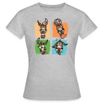 Trombines d'ânes (pour textiles clairs) - T-shirt Femme - gris chiné - Devant - AI Model Female 172 dark (172cm)