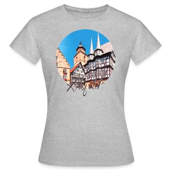 Alsfeld,half-timbered house,city,old town - Women's T-Shirt - heather grey - Front - AI Model Female 172 dark (172cm)