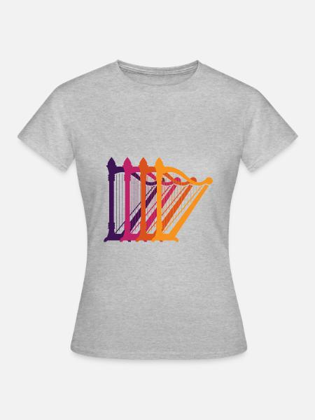 Retro Harfe Instrument - Frauen T-Shirt - Grau meliert