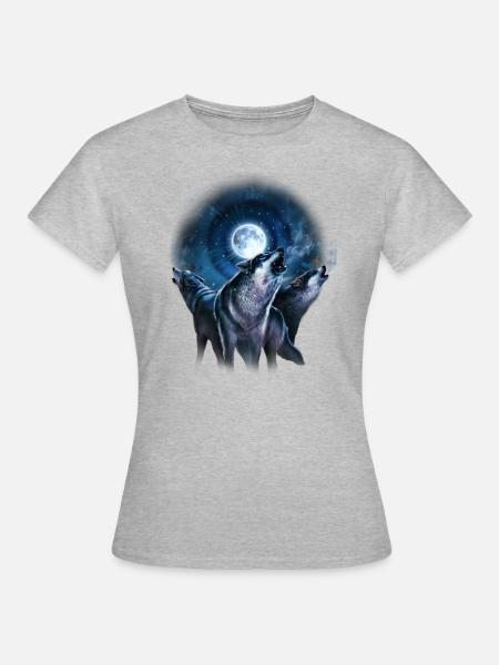Rahmenlos JL Wolf - Design Geschenk - Frauen T-Shirt - Grau meliert