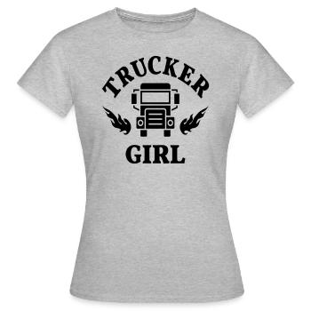 Trucker Girl Truck Truckerin Berufskraftfahrerin - Frauen T-Shirt - Grau meliert - Vorne - AI Model Female 172 dark (172cm)