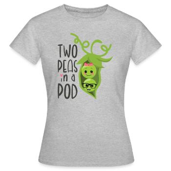 Two Peas in a Pod Valentinstag Verliebt Erbse - Frauen T-Shirt - Grau meliert - Vorne - AI Model Female 172 dark (172cm)