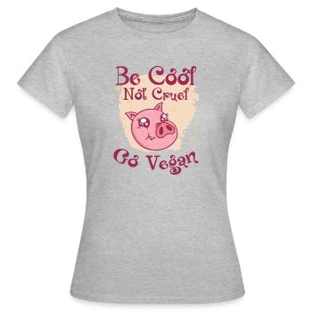Veganer Tierschutz Schwein Fleischfrei Vegetarier - Frauen T-Shirt - Grau meliert - Vorne - AI Model Female 172 dark (172cm)