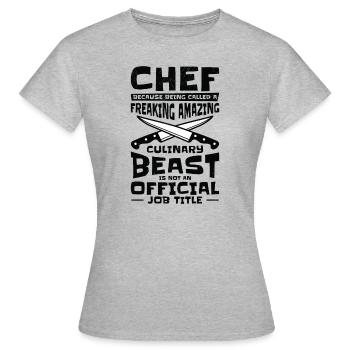 Chef Bête Art culinaire Cuisine Cuisson - T-shirt Femme - gris chiné - Devant - AI Model Female 172 dark (172cm)