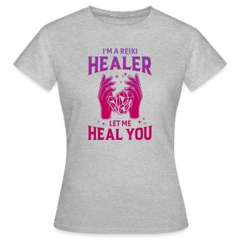 Médecine Reiki Guérisseur Énergie Positive - T-shirt Femme - gris chiné - Devant - AI Model Female 172 dark (172cm)
