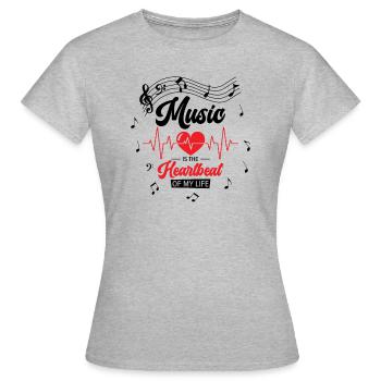 Musik Herzklopfen Musikliebhaber Leben Lieder - Frauen T-Shirt - Grau meliert - Vorne - AI Model Female 172 dark (172cm)