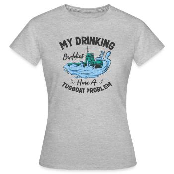 Remorqueur Drinking Buddies Alcool Remorqueur Capitaine - T-shirt Femme - gris chiné - Devant - AI Model Female 172 dark (172cm)