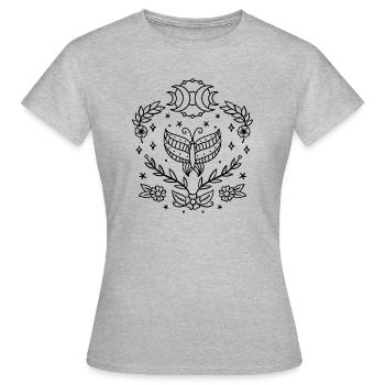 Celestial Butterfly Moon Line Art Night Sky Stars - Women's T-Shirt - heather grey - Front - AI Model Female 172 dark (172cm)