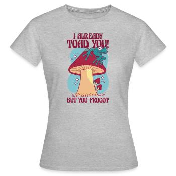 Champignon grenouille Drôle jeu de mots hilarant - T-shirt Femme - gris chiné - Devant - AI Model Female 172 dark (172cm)