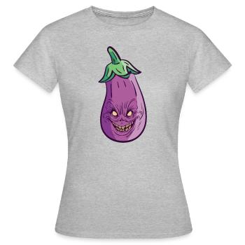 Halloween Auberginenmonster Gesundes Essen - Frauen T-Shirt - Grau meliert - Vorne - AI Model Female 172 dark (172cm)