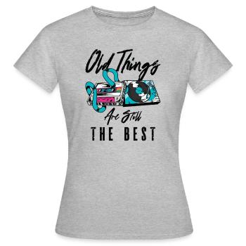 Antiquariat Vinyl Kassette Musik Vintage Liebhaber - Frauen T-Shirt - Grau meliert - Vorne - AI Model Female 172 dark (172cm)
