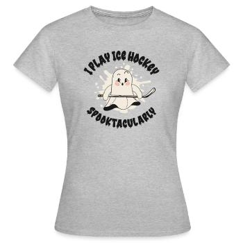 Eishockey Sport Halloween Saison Geisterspieler - Frauen T-Shirt - Grau meliert - Vorne - AI Model Female 172 dark (172cm)