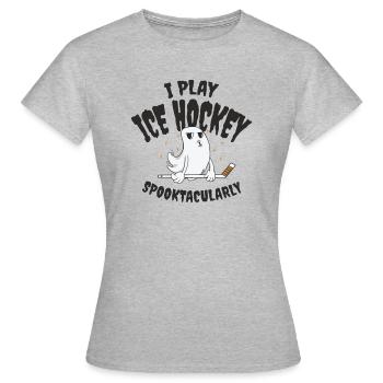 Eishockey Sport Halloween Saison Geisterspieler - Frauen T-Shirt - Grau meliert - Vorne - AI Model Female 172 dark (172cm)