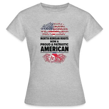 Nordkorea Amerikanischer Patriot USA Gewachsen - Frauen T-Shirt - Grau meliert - Vorne - AI Model Female 172 dark (172cm)