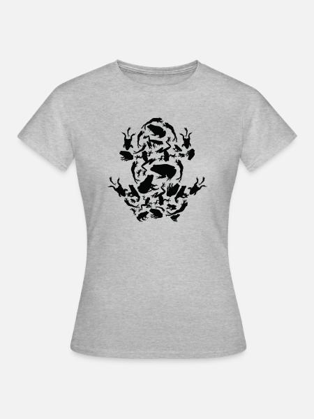 Frosch Amphibien Frösche Silhouette - Frauen T-Shirt - Grau meliert