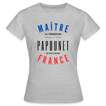MAÎTRE PAPOUNET FRANCE - T-shirt Femme - gris chiné - Devant - AI Model Female 172 dark (172cm)