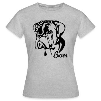 BOXER PORTRAIT Wilsigns chiens chien - T-shirt Femme - gris chiné - Devant - AI Model Female 172 dark (172cm)