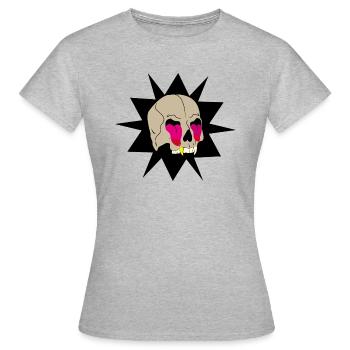 Schädel, der Zungen zieht - Frauen T-Shirt - Grau meliert - Vorne - AI Model Female 172 dark (172cm)