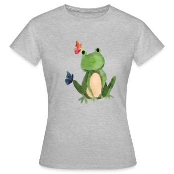 The frog and the butterflies - Women's T-Shirt - heather grey - Front - AI Model Female 172 dark (172cm)