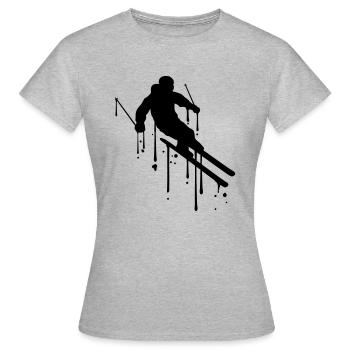 Des graffitis tombent en ski en montagne en hiver - T-shirt Femme - gris chiné - Devant - AI Model Female 172 dark (172cm)