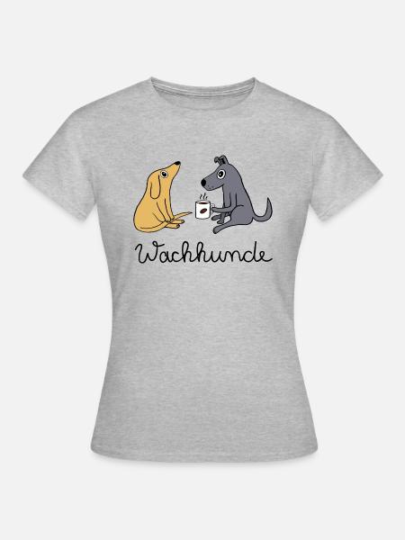 Wachhunde - Nur wach mit Kaffee - Frauen T-Shirt - Grau meliert
