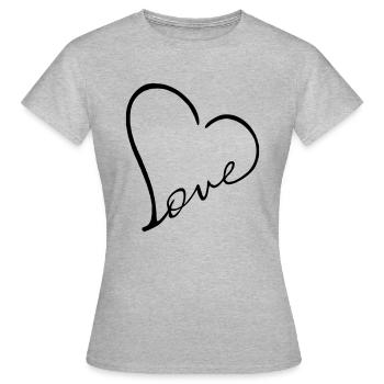 Liebe Herz Herz - Frauen T-Shirt - Grau meliert - Vorne - AI Model Female 172 dark (172cm)
