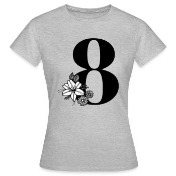 Numéro 8 - T-shirt Femme - gris chiné - Devant - AI Model Female 172 dark (172cm)