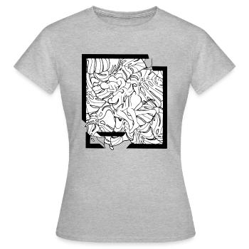 LOVERS SET 02 / DAS ZEUGS - Frauen T-Shirt - Grau meliert - Vorne - AI Model Female 172 dark (172cm)
