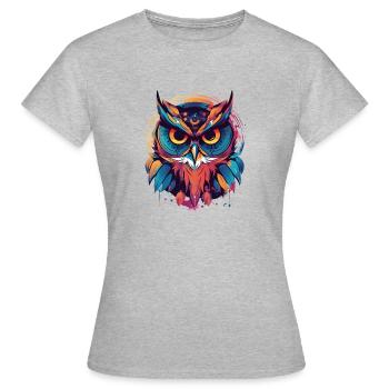 Mignon bohème hibou indie coloré - T-shirt Femme - gris chiné - Devant - AI Model Female 172 dark (172cm)