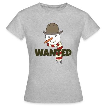SCHNEEMANN WANTED - Frauen T-Shirt - Grau meliert - Vorne - AI Model Female 172 dark (172cm)