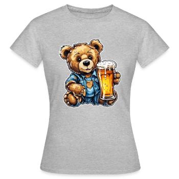 Ours en peluche / Peluche / Animal en peluche / Idée cadeau - T-shirt Femme - gris chiné - Devant - AI Model Female 172 dark (172cm)