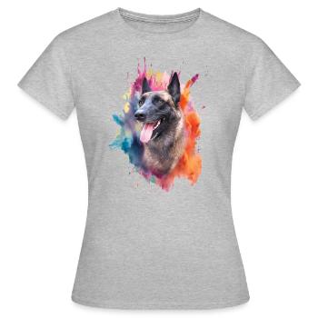 Malinois Hundekopf - Frauen T-Shirt - Grau meliert - Vorne - AI Model Female 172 dark (172cm)